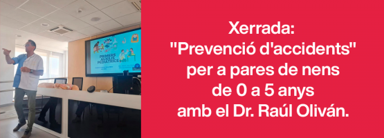 16.07.24 – Xerrada «Prevenció d’accidents» per a pares de nens de 0 a 5 anys a l’Hospital Comarcal de Móra d’Ebre amb el Dr. Raúl Oliván.